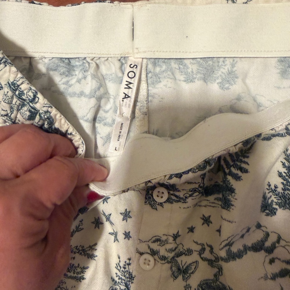 Soma Blue and Cream Wide Leg Pants - Picture 8 of 9